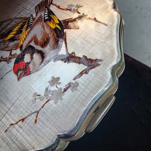 Vintage Stratton Compact Mirror with Original Pouch-Goldfinches-Excellent Cond. - Picture 6 of 15